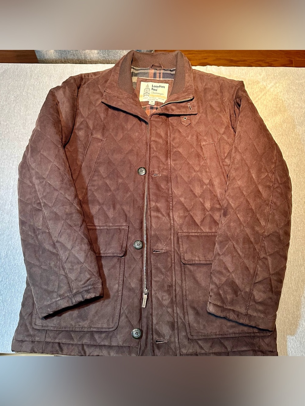 Vintage London Fog Heritage Bomber-style Brown Suede Jacket - Size Medium